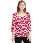 Hearts Valentine Pattern Seamless Chiffon Quarter Sleeve Blouse