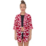 Hearts Valentine Pattern Seamless Open Front Chiffon Kimono