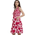 Hearts Valentine Pattern Seamless Sleeveless V-Neck Skater Dress with Pockets