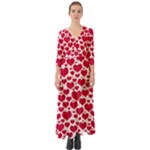 Hearts Valentine Pattern Seamless Button Up Boho Maxi Dress