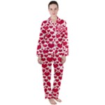 Hearts Valentine Pattern Seamless Women s Long Sleeve Satin Pajamas Set