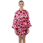 Hearts Valentine Pattern Seamless Long Sleeve Satin Kimono