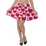 Hearts Valentine Pattern Seamless Velvet Skater Skirt