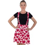 Hearts Valentine Pattern Seamless Velvet Suspender Skater Skirt