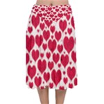 Hearts Valentine Pattern Seamless Velvet Flared Midi Skirt