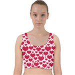 Hearts Valentine Pattern Seamless Velvet Racer Back Crop Top