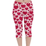 Hearts Valentine Pattern Seamless Velvet Capri Leggings 