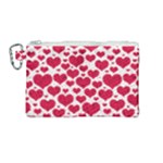 Hearts Valentine Pattern Seamless Canvas Cosmetic Bag (Medium)