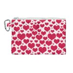 Hearts Valentine Pattern Seamless Canvas Cosmetic Bag (Large)