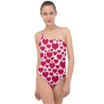 Hearts Valentine Pattern Seamless Classic One Shoulder Swimsuit