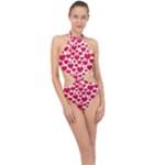 Hearts Valentine Pattern Seamless Halter Side Cut Swimsuit