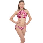 Hearts Valentine Pattern Seamless Cross Front Halter Bikini Set