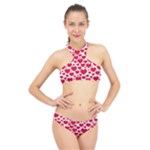 Hearts Valentine Pattern Seamless High Neck Bikini Set