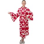 Hearts Valentine Pattern Seamless Maxi Velvet Kimono