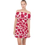 Hearts Valentine Pattern Seamless Off Shoulder Chiffon Dress