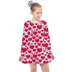 Hearts Valentine Pattern Seamless Kids  Long Sleeve Dress