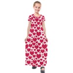 Hearts Valentine Pattern Seamless Kids  Short Sleeve Maxi Dress