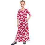 Hearts Valentine Pattern Seamless Kids  Quarter Sleeve Maxi Dress