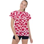 Hearts Valentine Pattern Seamless Ruffle Collar Chiffon Blouse