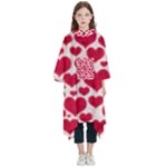 Hearts Valentine Pattern Seamless Kids  Hooded Rain Ponchos