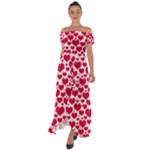 Hearts Valentine Pattern Seamless Off Shoulder Open Front Chiffon Dress