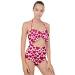 Hearts Valentine Pattern Seamless Scallop Top Cut Out Swimsuit