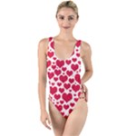 Hearts Valentine Pattern Seamless High Leg Strappy Swimsuit