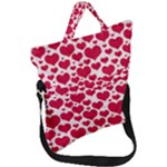 Hearts Valentine Pattern Seamless Fold Over Handle Tote Bag