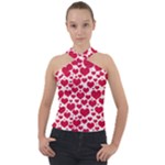 Hearts Valentine Pattern Seamless Cross Neck Velour Top