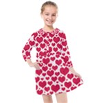 Hearts Valentine Pattern Seamless Kids  Quarter Sleeve Shirt Dress