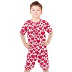 Hearts Valentine Pattern Seamless Kids  T-Shirt and Shorts Set