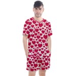 Hearts Valentine Pattern Seamless Men s Mesh T-Shirt and Shorts Set