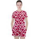 Hearts Valentine Pattern Seamless Women s T-Shirt and Shorts Set