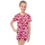 Hearts Valentine Pattern Seamless Kids  Mesh T-Shirt and Shorts Set