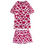 Hearts Valentine Pattern Seamless Kids  Swim T-Shirt and Shorts Set