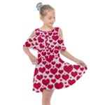 Hearts Valentine Pattern Seamless Kids  Shoulder Cutout Chiffon Dress