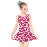 Hearts Valentine Pattern Seamless Kids  Skater Dress Swimsuit