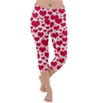 Hearts Valentine Pattern Seamless Lightweight Velour Capri Yoga Leggings