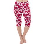 Hearts Valentine Pattern Seamless Lightweight Velour Cropped Yoga Leggings