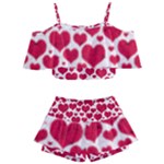 Hearts Valentine Pattern Seamless Kids  Off Shoulder Skirt Bikini