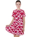 Hearts Valentine Pattern Seamless Short Sleeve Shoulder Cut Out Dress 