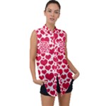 Hearts Valentine Pattern Seamless Sleeveless Chiffon Button Shirt