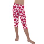 Hearts Valentine Pattern Seamless Kids  Lightweight Velour Capri Leggings 