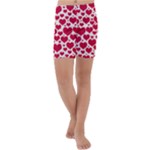 Hearts Valentine Pattern Seamless Kids  Lightweight Velour Capri Yoga Leggings