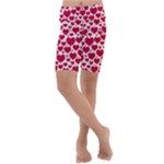 Hearts Valentine Pattern Seamless Kids  Lightweight Velour Cropped Yoga Leggings