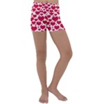 Hearts Valentine Pattern Seamless Kids  Lightweight Velour Yoga Shorts