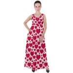 Hearts Valentine Pattern Seamless Empire Waist Velour Maxi Dress