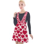 Hearts Valentine Pattern Seamless Plunge Pinafore Velour Dress