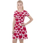 Hearts Valentine Pattern Seamless Cap Sleeve Velour Dress 