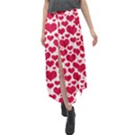 Hearts Valentine Pattern Seamless Velour Split Maxi Skirt